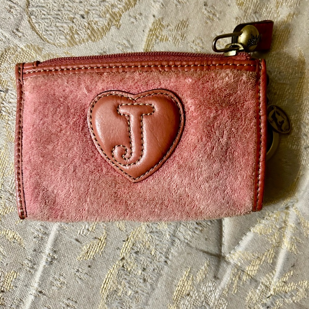 Vintage Pink Juicy Couture Blush Suede Heart Coin Pouch